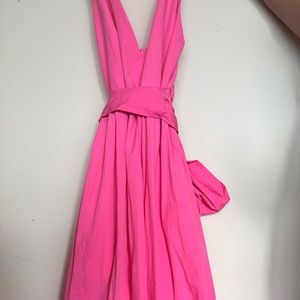 Zara tied pink poplin dress